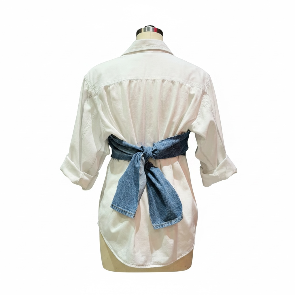 Denim Bow Button Up