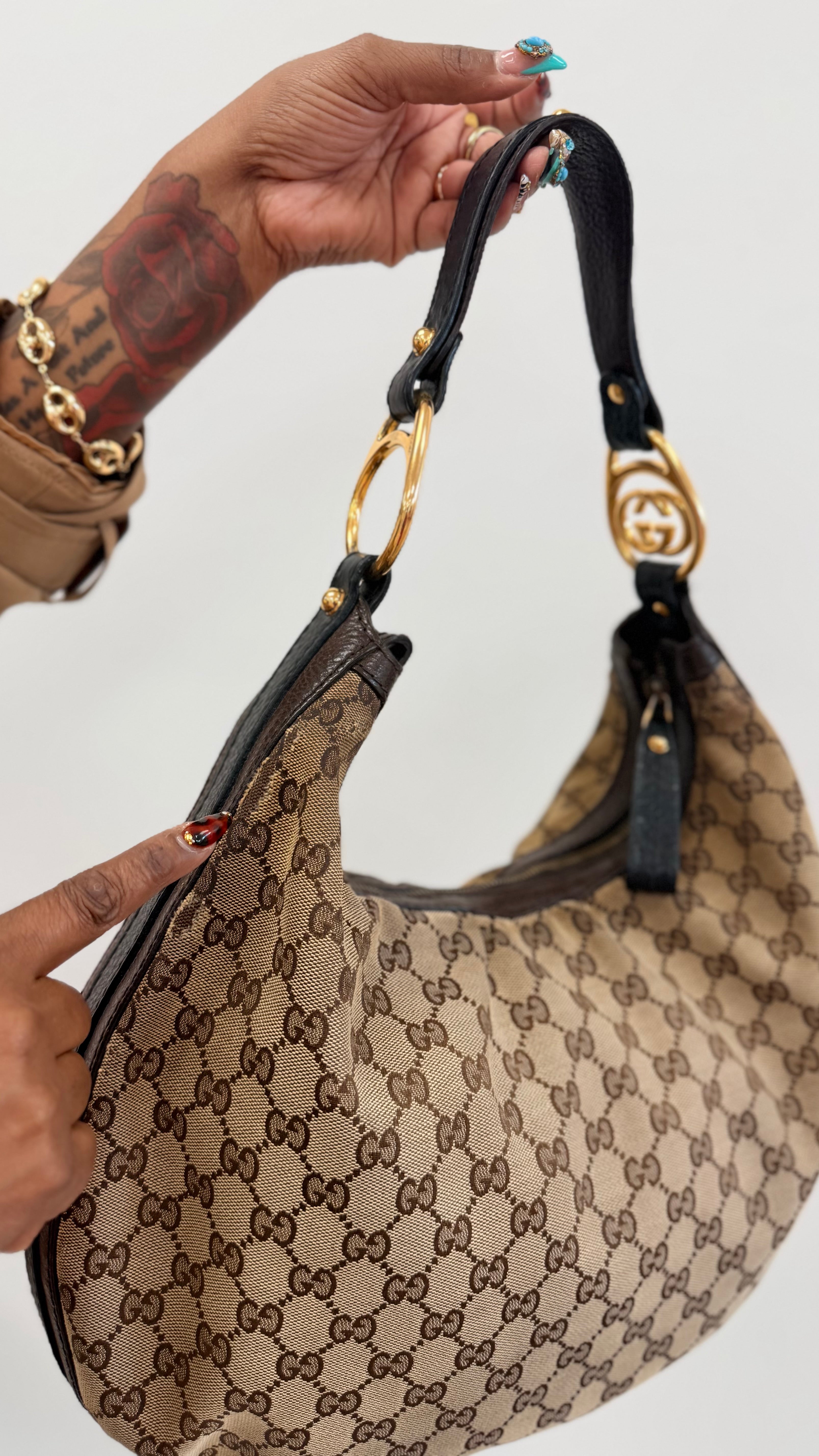 Vintage Gucci GG Canvas Interlocking G Hobo Bag (Authentic)