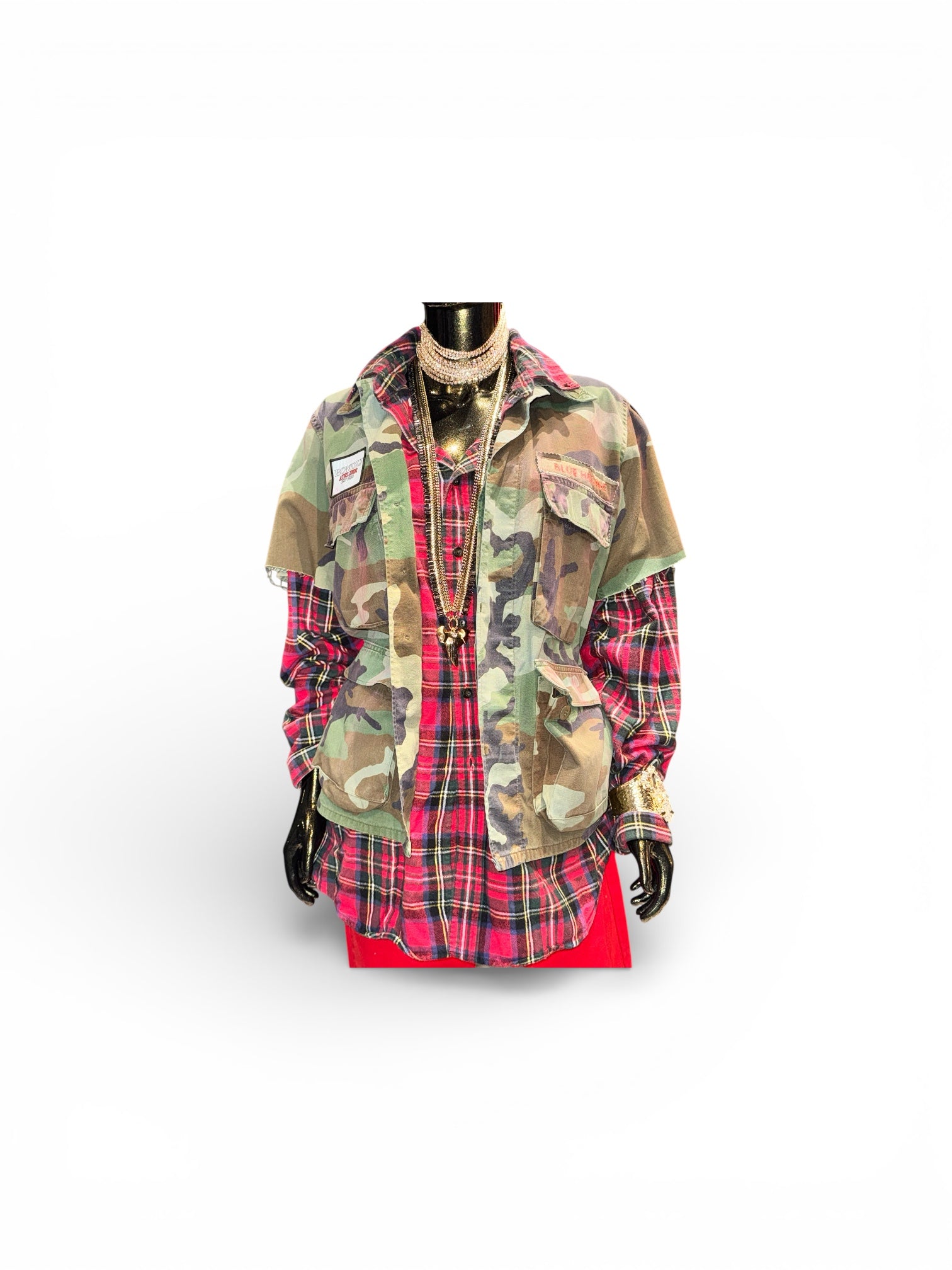 Bondij Vintage Camo Jacket  & Flannel Shirt Set