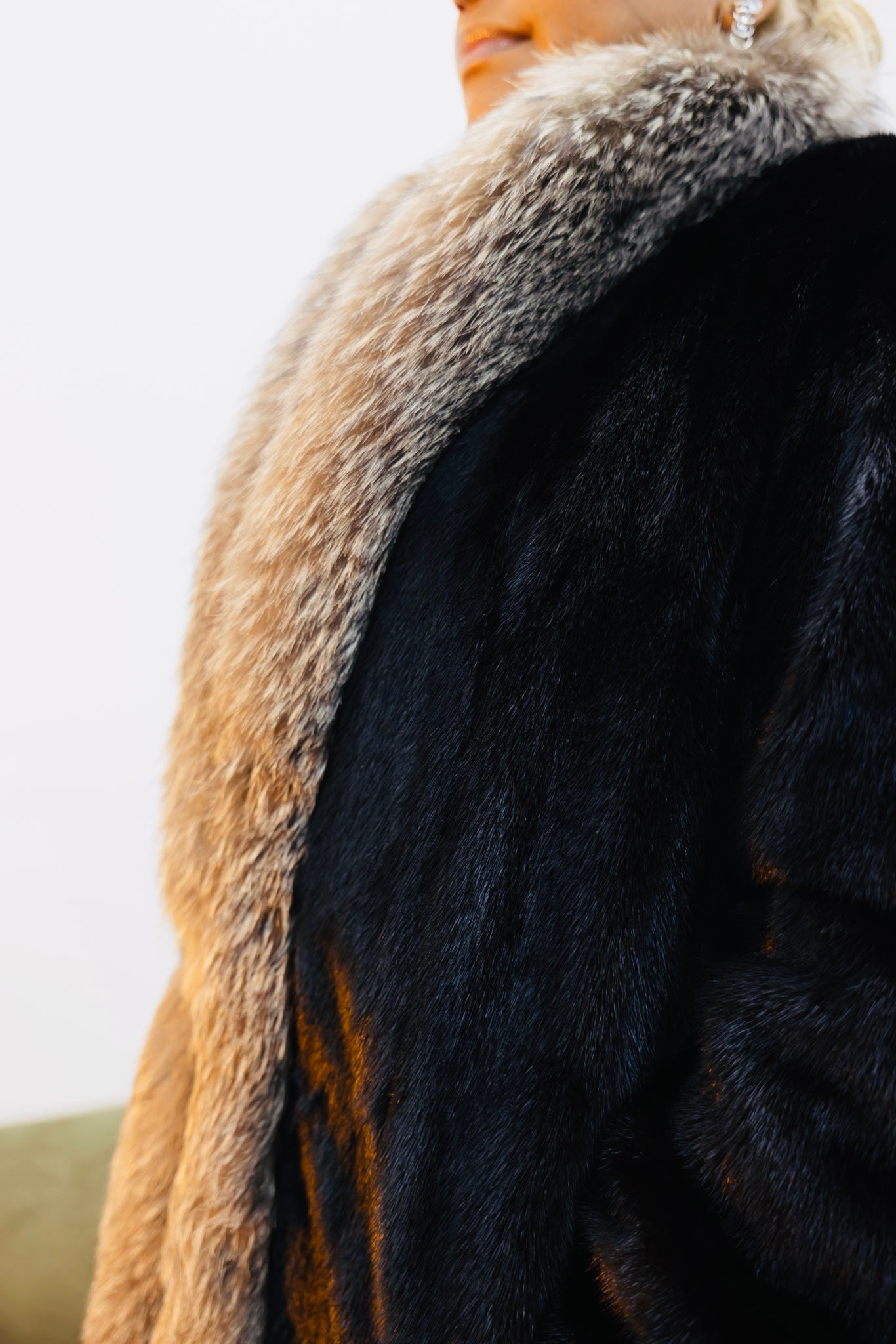 Vintage Mink Coat with Fox Trim