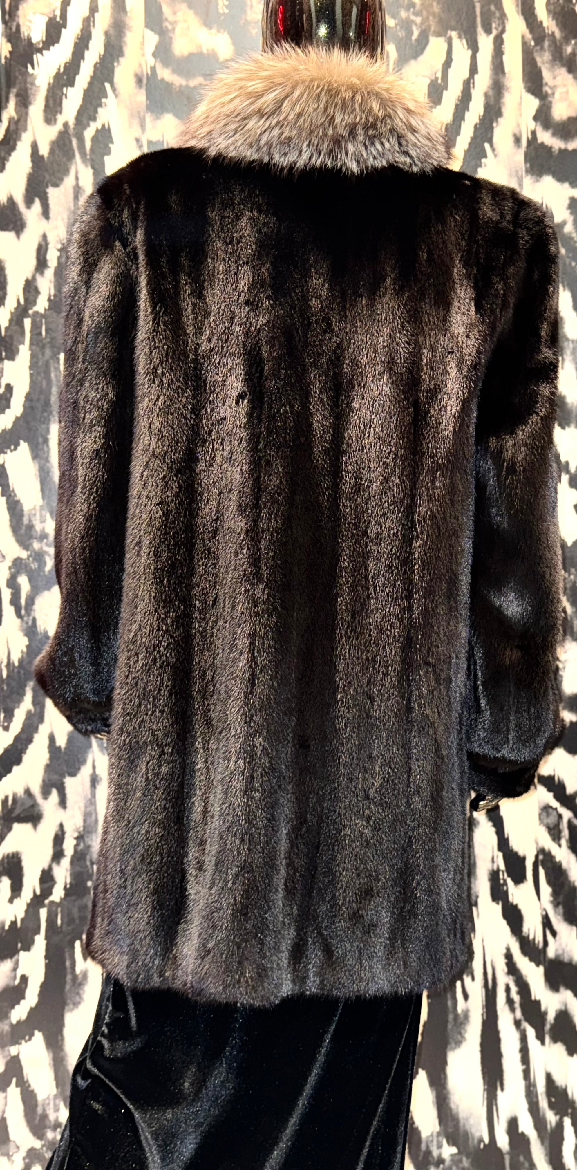 Vintage Mink Coat with Fox Collar Trim