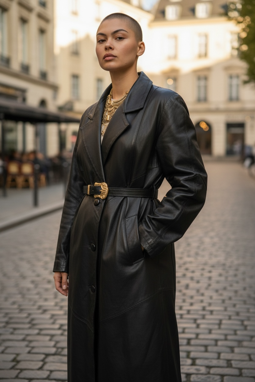 Vintage “Liz Baker Essentials”Leather Trench Coat (Circa 1980s)