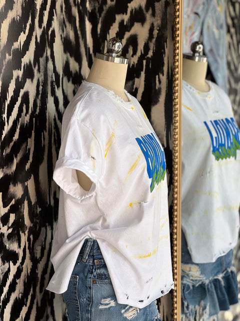 Atelier distressed splatter tee