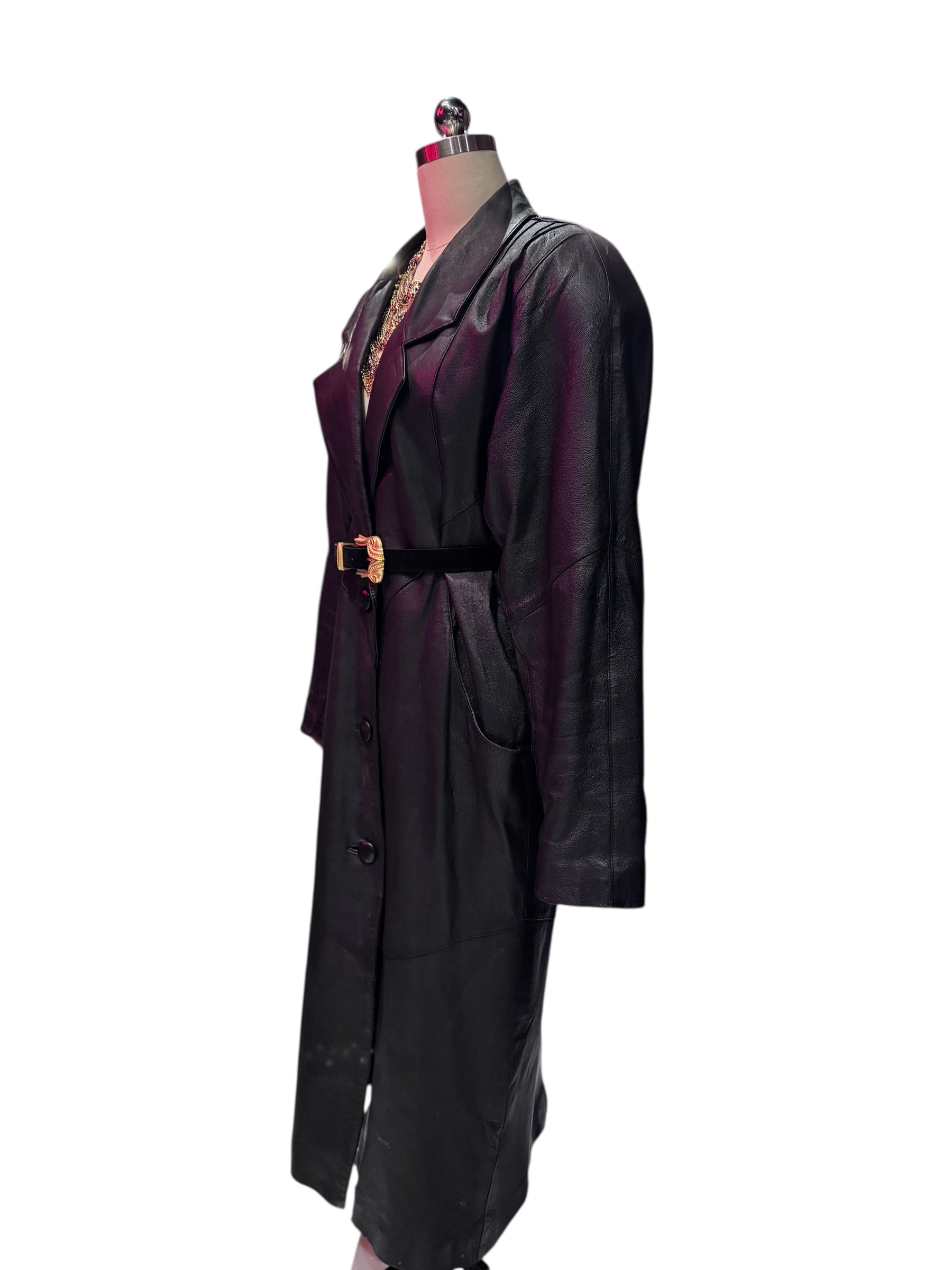 Vintage “Liz Baker Essentials”Leather Trench Coat (Circa 1980s)