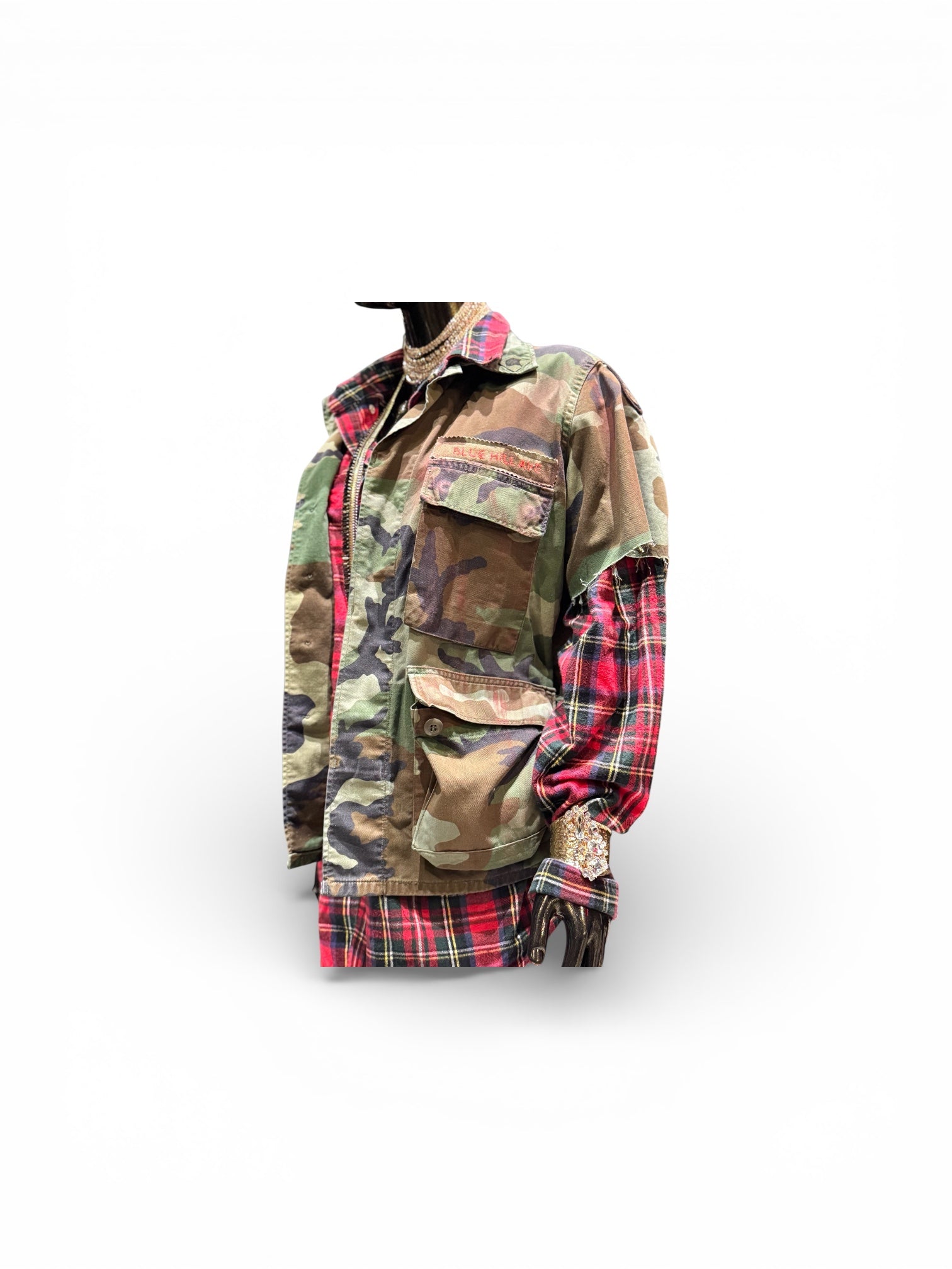Bondij Vintage Camo Jacket  & Flannel Shirt Set
