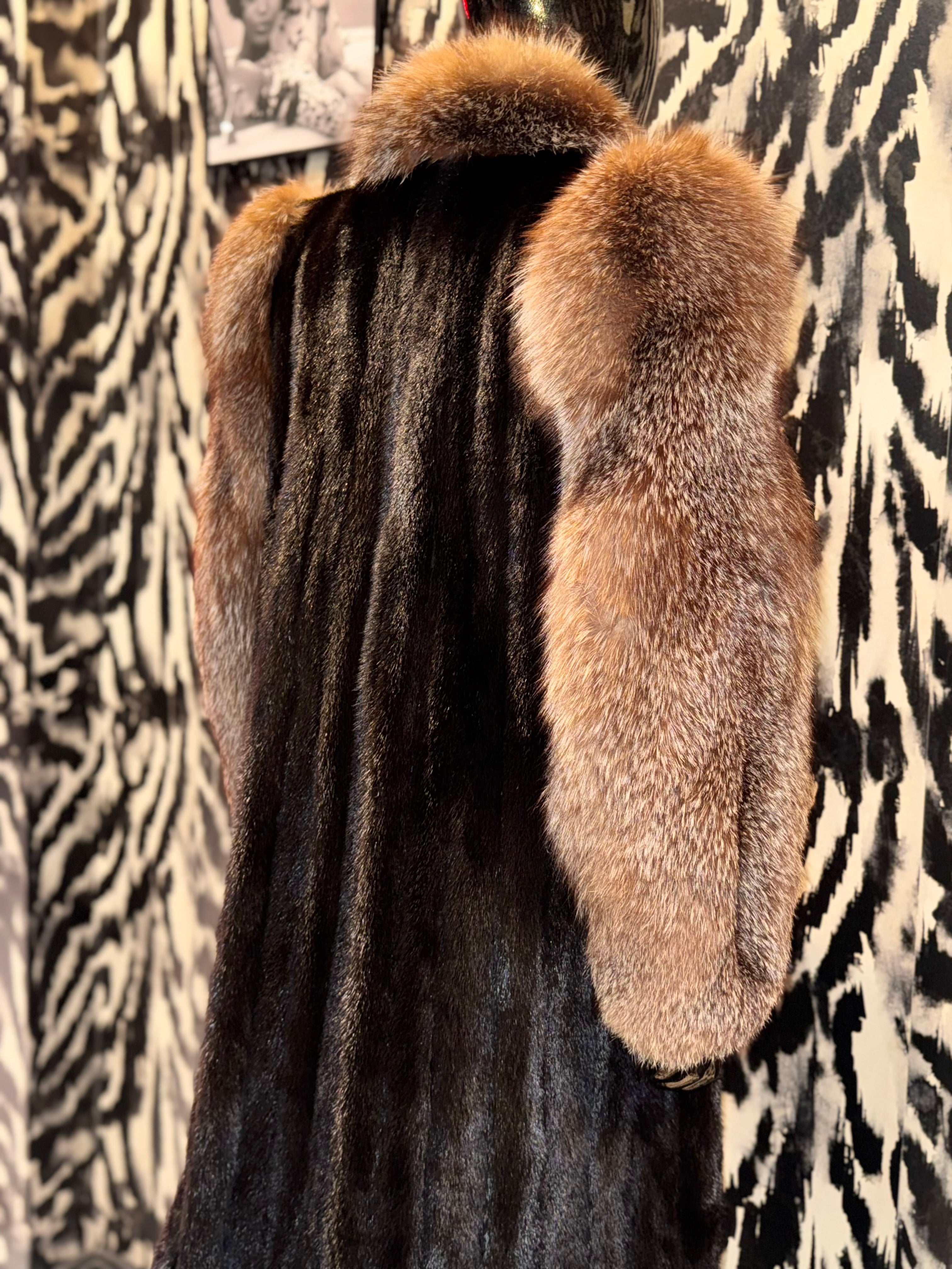Vintage Mink Coat with Fox Trim