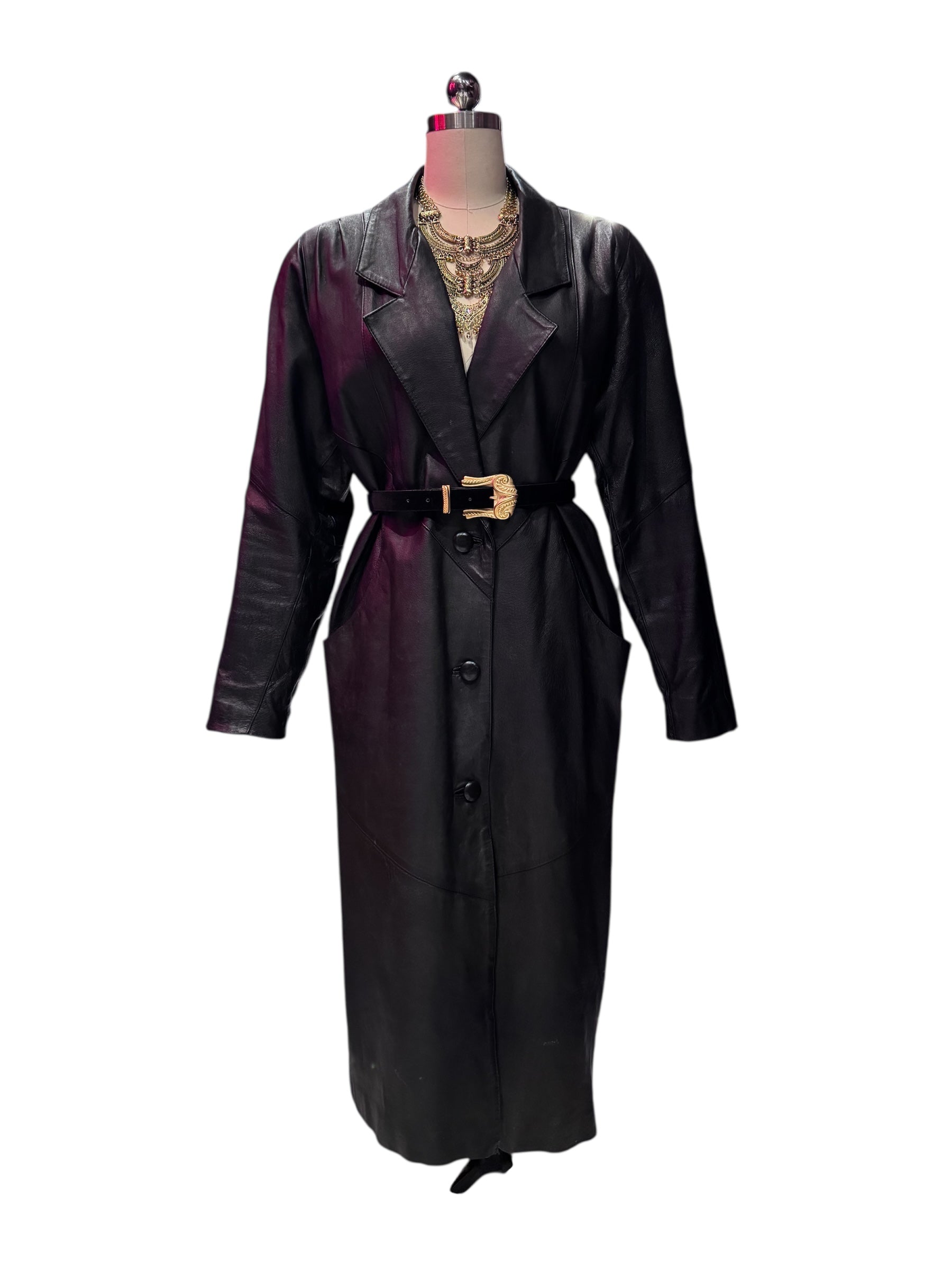 Vintage “Liz Baker Essentials”Leather Trench Coat (Circa 1980s)