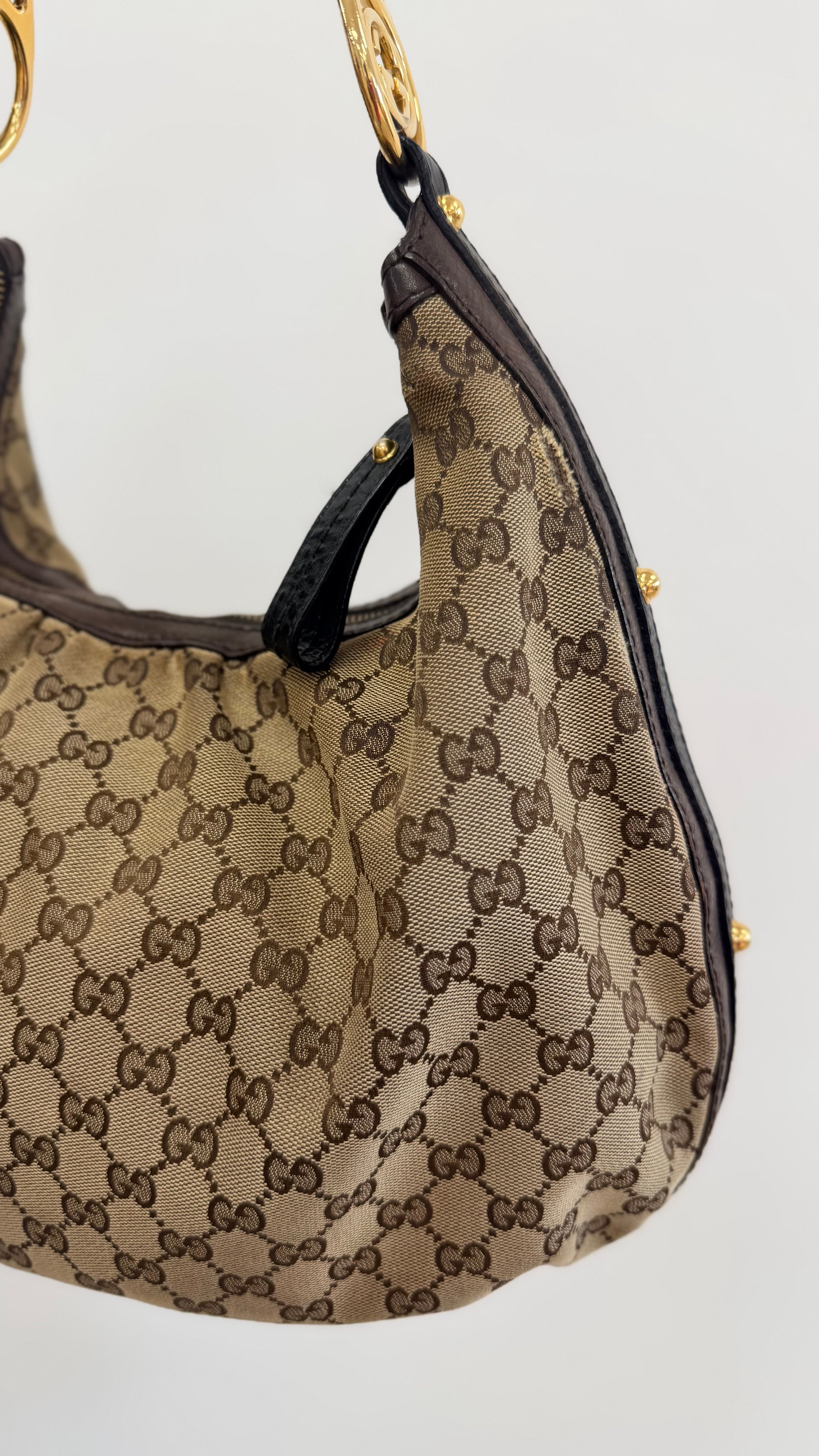 Vintage Gucci GG Canvas Interlocking G Hobo Bag (Authentic)