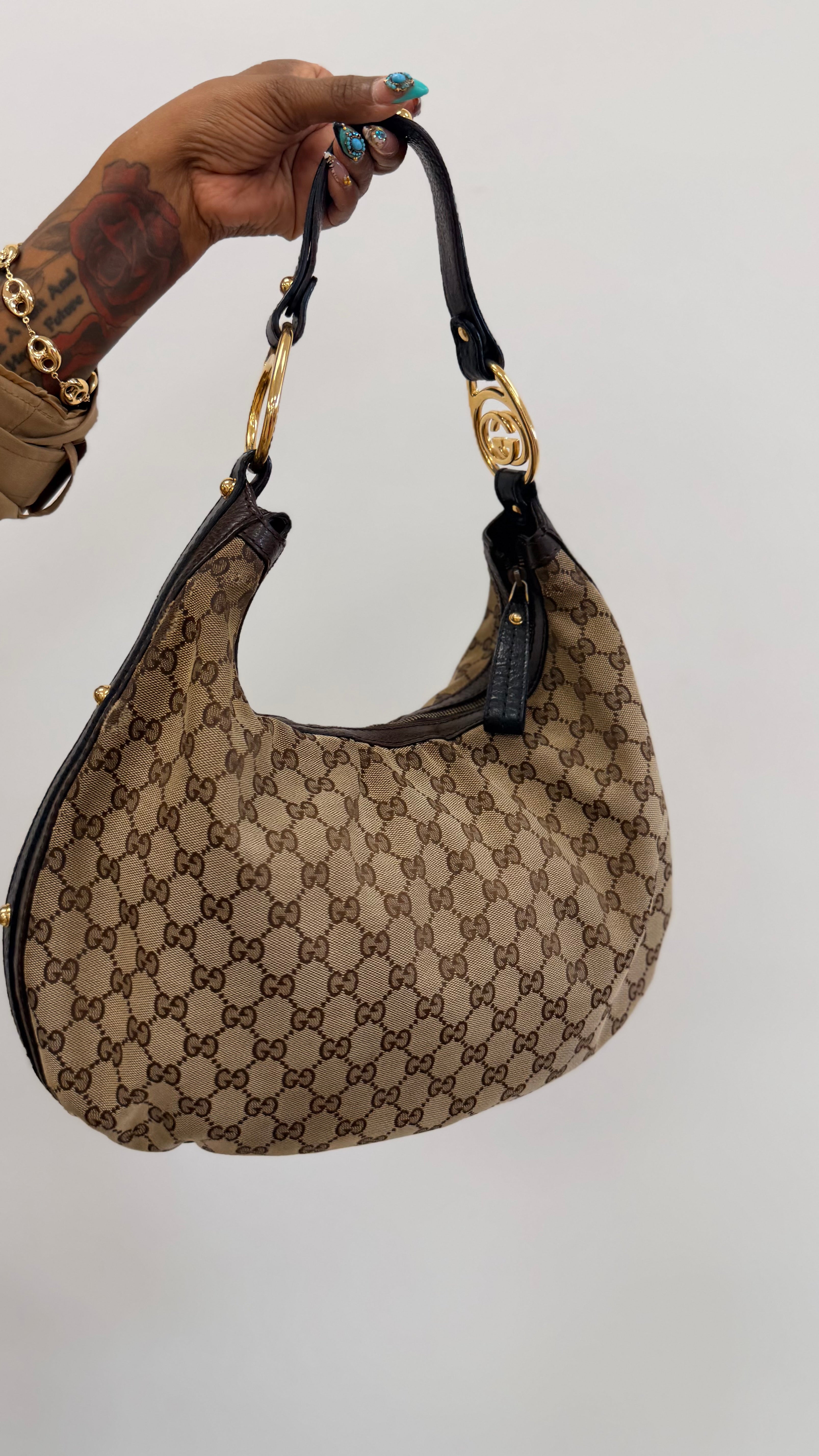Vintage Gucci GG Canvas Interlocking G Hobo Bag (Authentic)