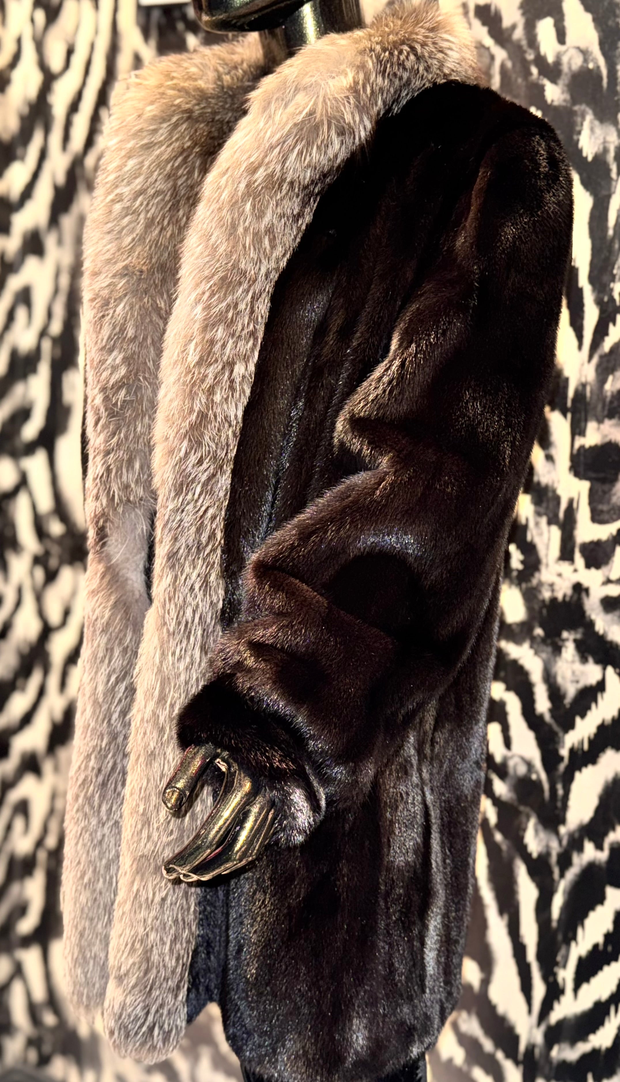 Vintage Mink Coat with Fox Collar Trim