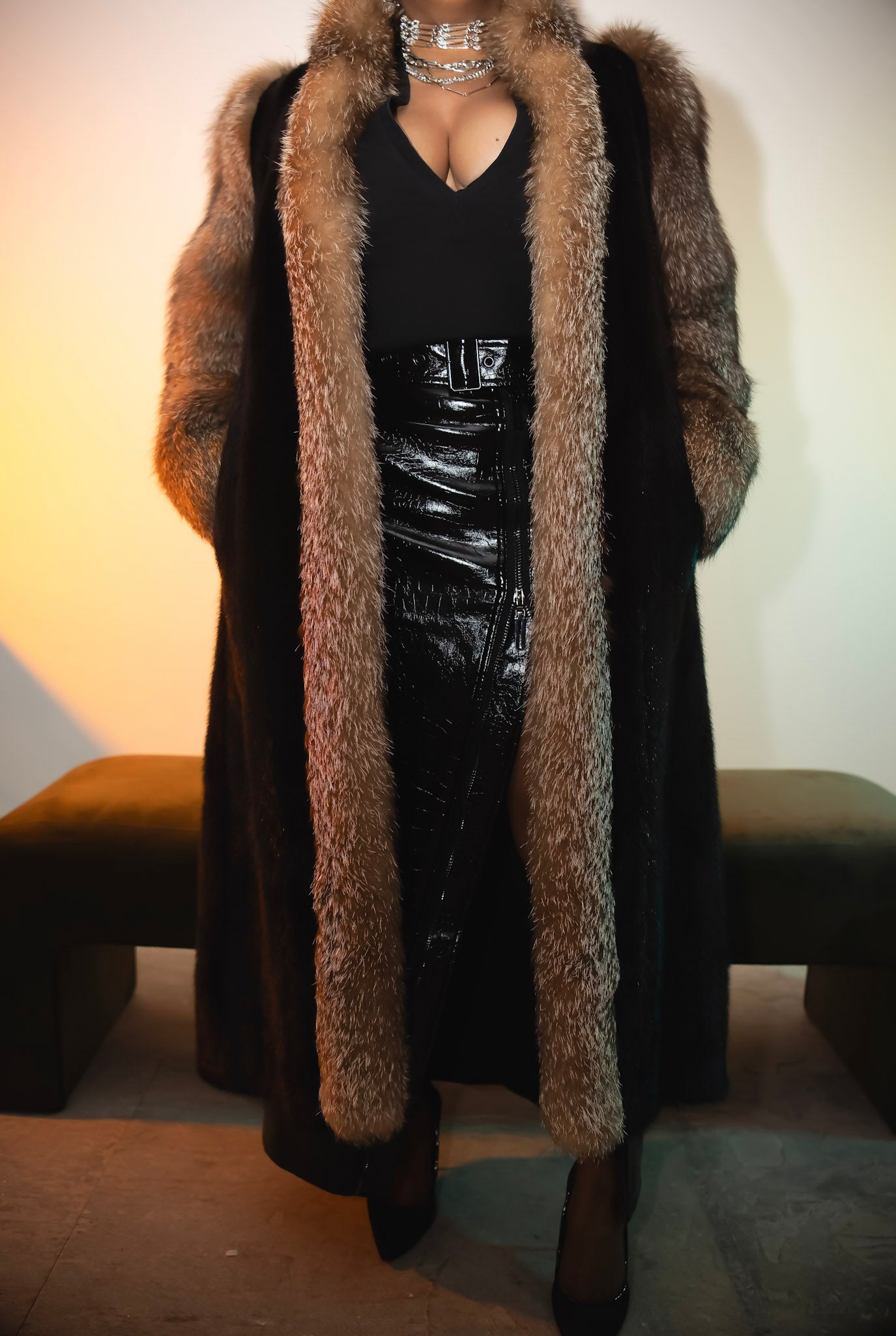 Vintage Mink Coat with Fox Trim