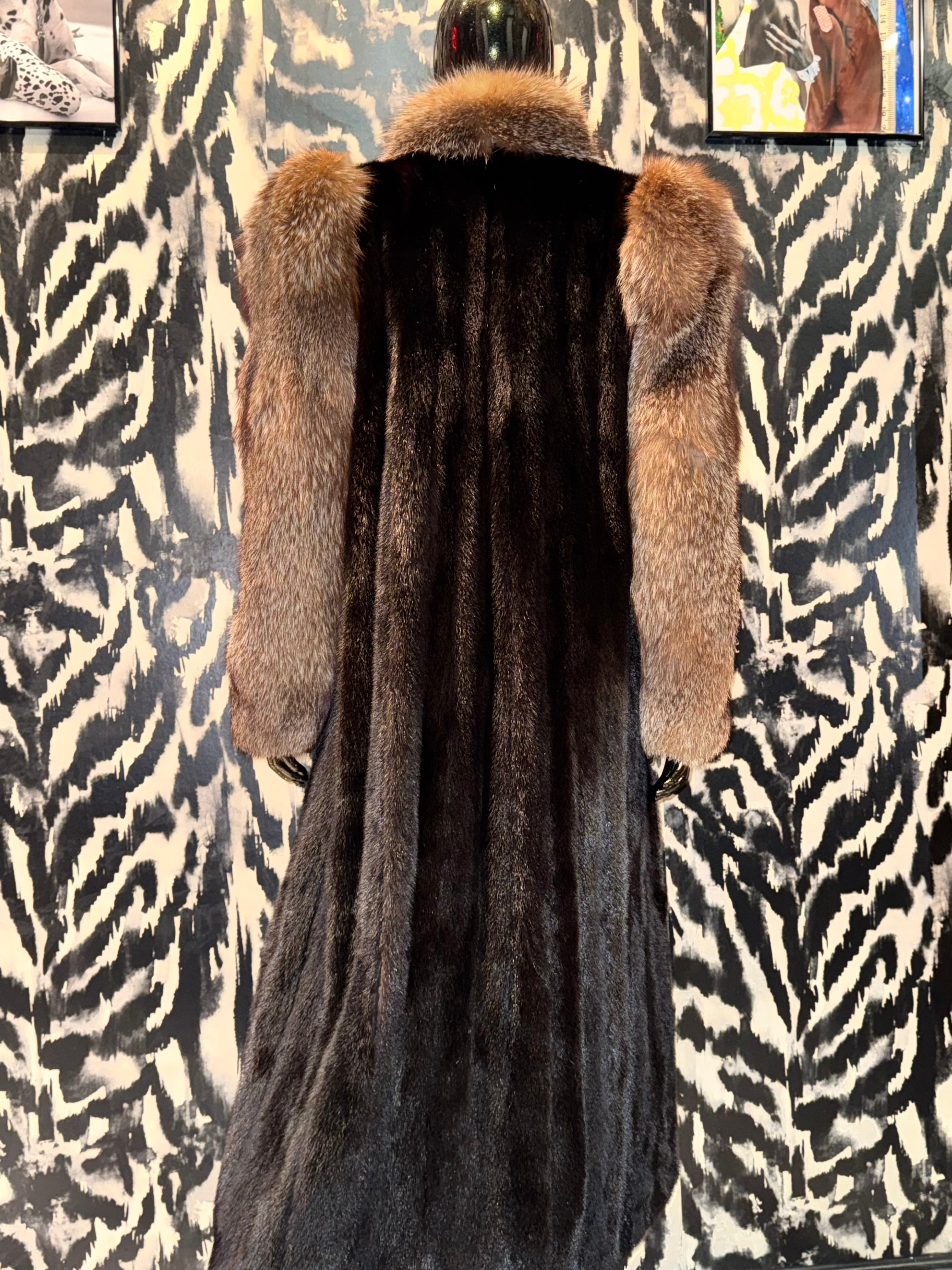 Vintage Mink Coat with Fox Trim