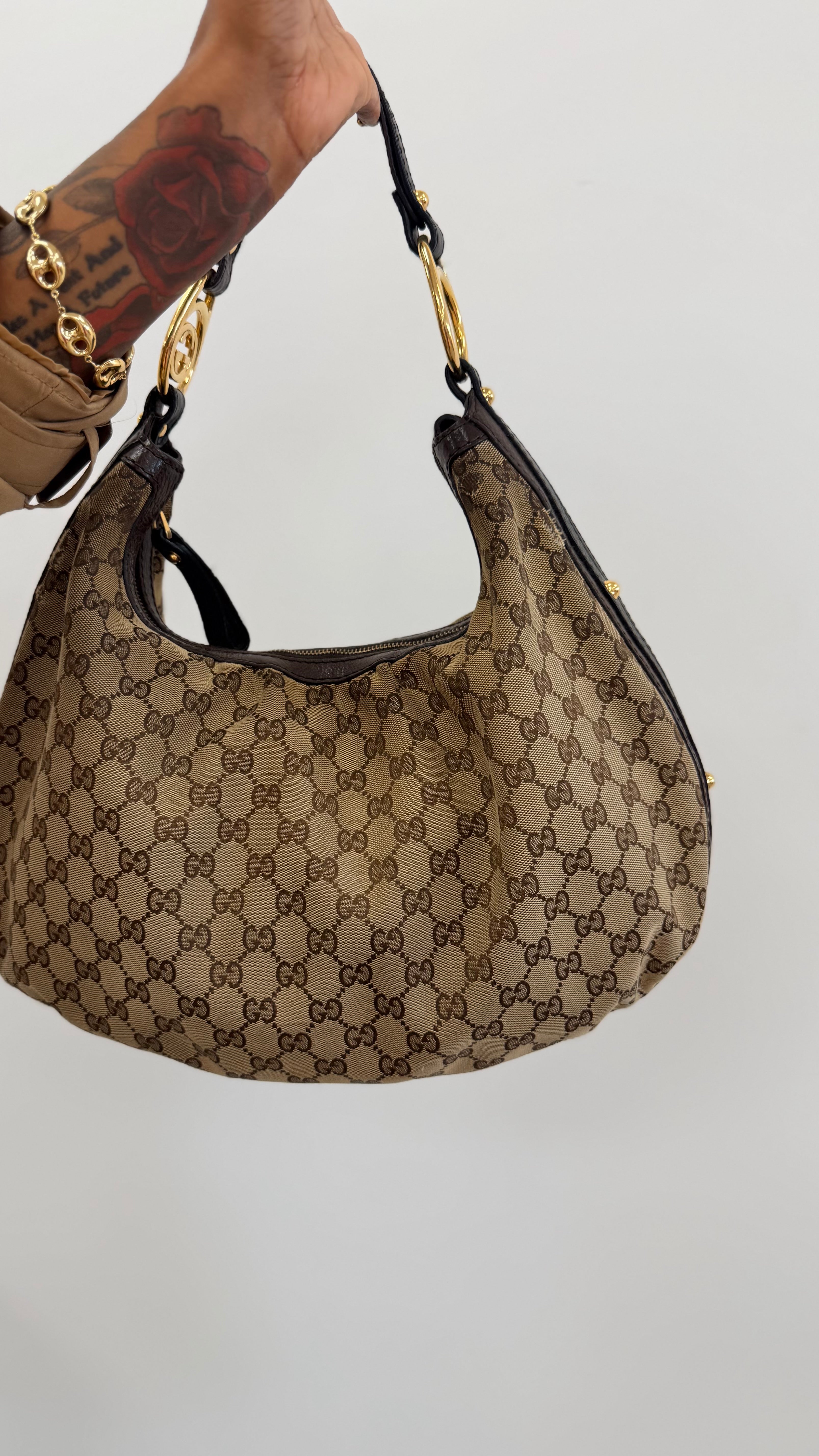 Vintage Gucci GG Canvas Interlocking G Hobo Bag (Authentic)