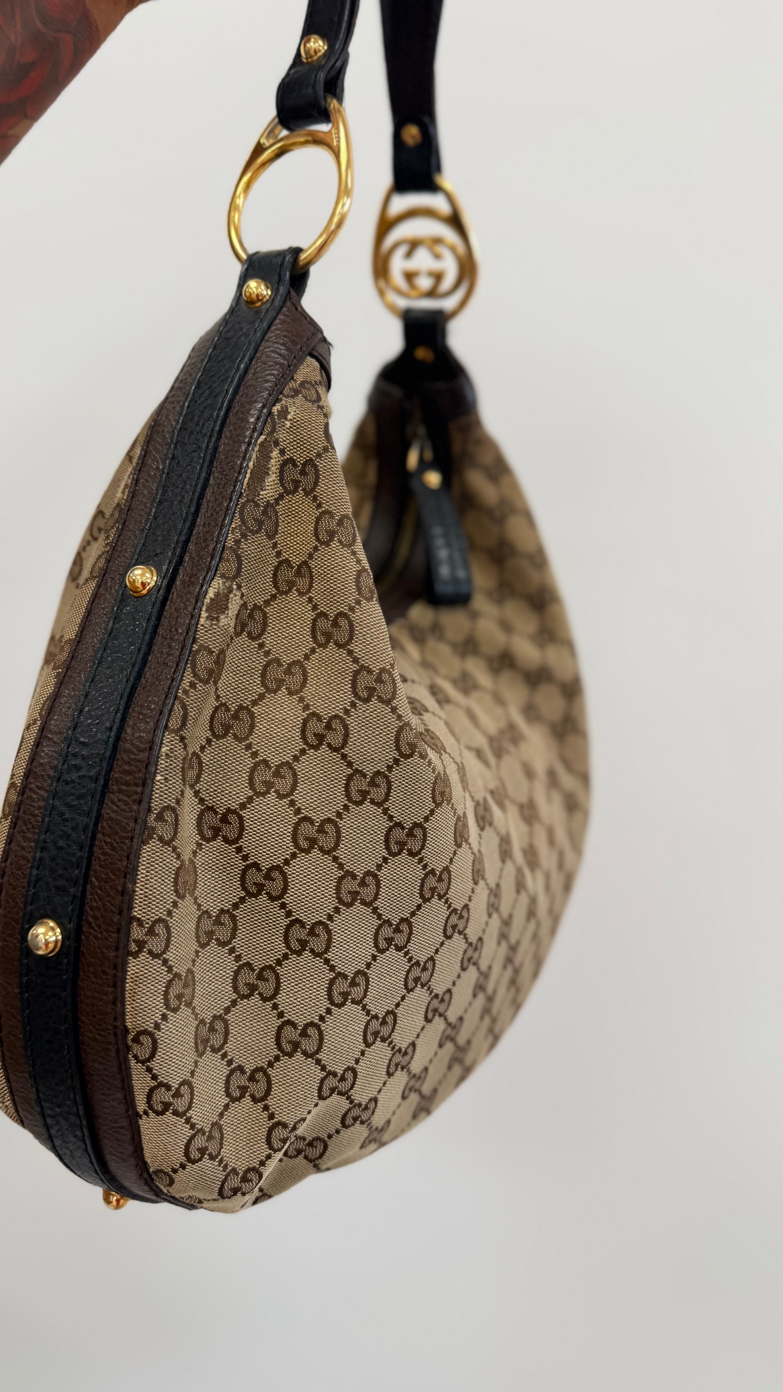 Vintage Gucci GG Canvas Interlocking G Hobo Bag (Authentic)
