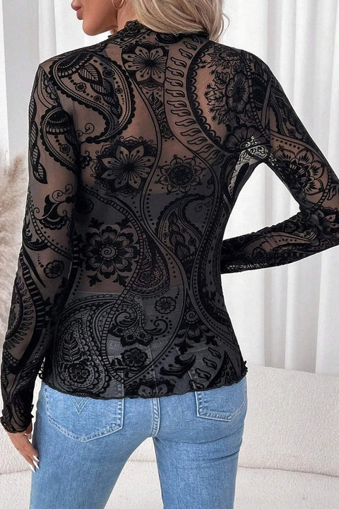 “Velvet Paisley” Sheer Top