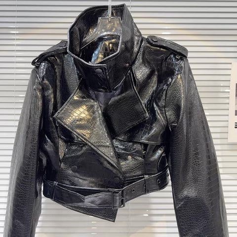 "Croc Patent" Moto Jacket